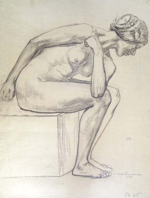 Ludolf Verworner, seated female nude